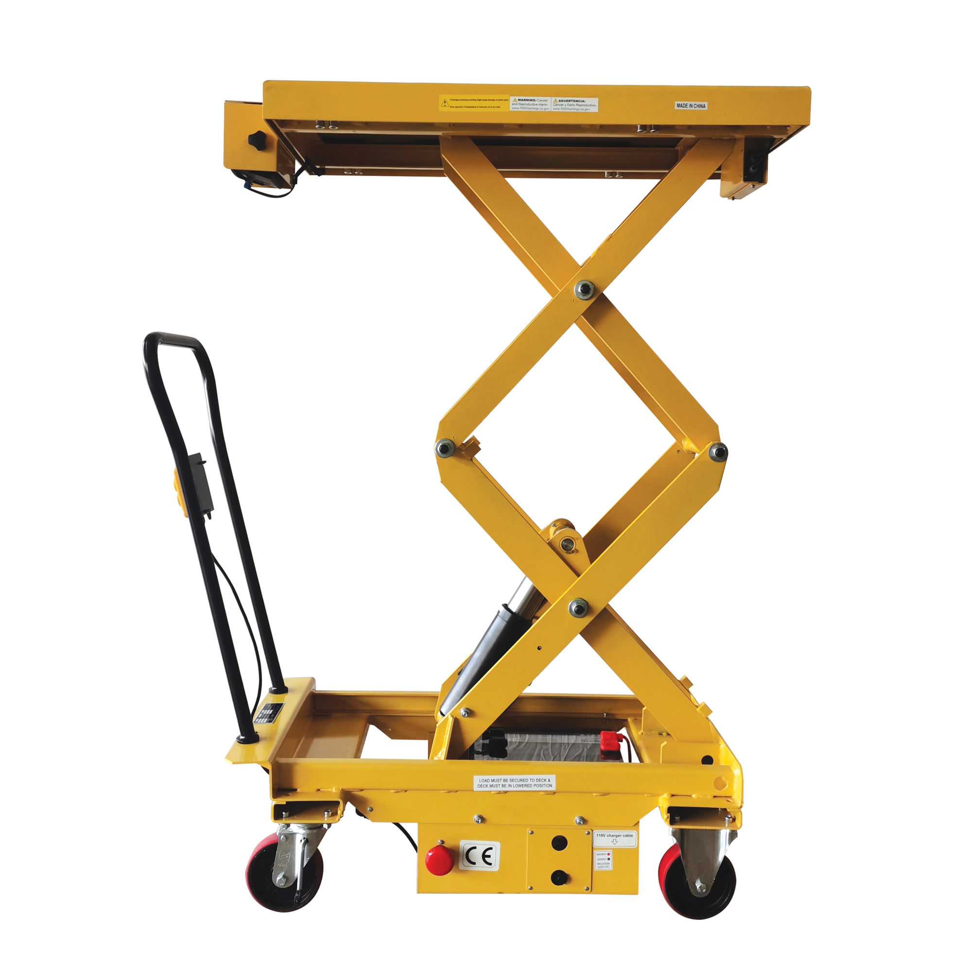 Vestil Hydraulic Scissor Cart - DC Powered, 1000-Lb. Capacity, 19.5in. to 63.75in. Height, Built-In Scale, Model# CART-1000D-DC-SC
